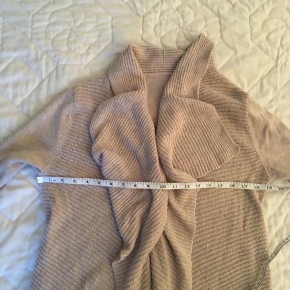 Oatmeal waterfall front cardigan wrap with button - Picture 16 of 16